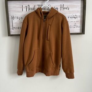 Men's Casual Zip-Up Hoodie in Brown